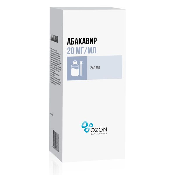 Абакавир+шприц-дозатор раствор для приема внутрь 20мг/мл 240мл