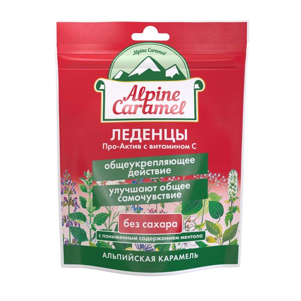 Альпийская карамель с витамином С без сахара Про-Актив Alpine Caramel леденцы пак. 75г