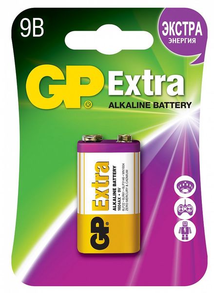 Батарейка алкалиновая gp extra 1604ax-5cr1 9в №1