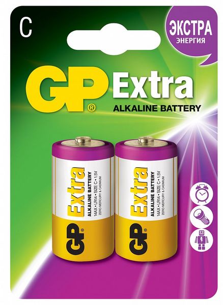 Батарейки алкалиновые gp extra lr14 (c) 1,5в №2