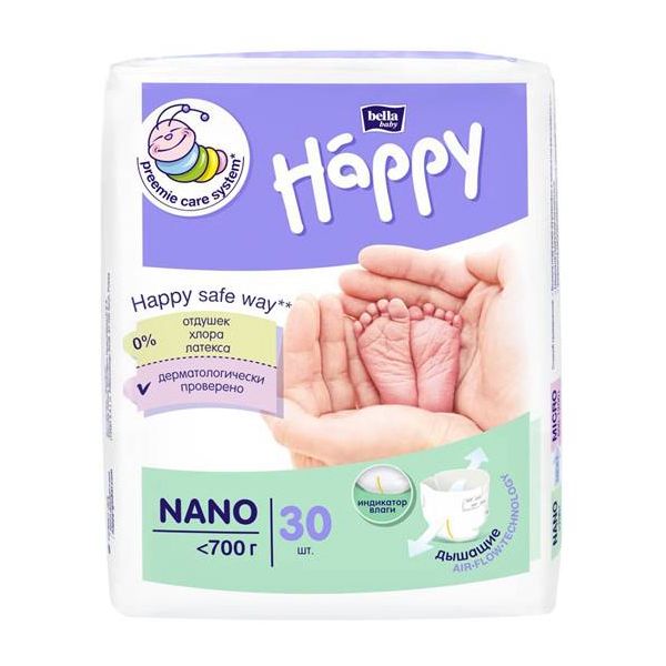 Белла baby happy подгузники гигиенические для недоношенных детей до 700г nano №30