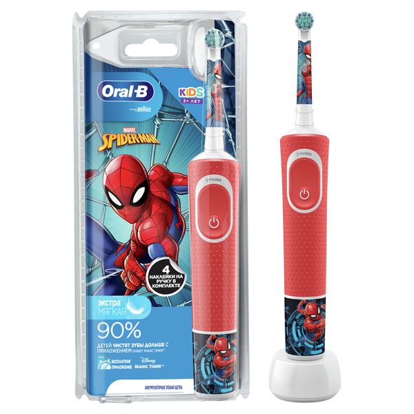 Детская электрическая зубная щетка Oral-B/Орал-Би от 3 лет Spiderman