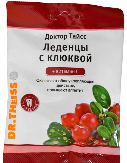 Доктор тайсс леденцы клюква+вит с 50г