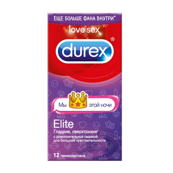 Дюрекс презервативы elite гладкие сверхтонкие №12 emoji