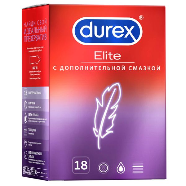 Дюрекс презервативы elite гладкие, сверхтонкие №18