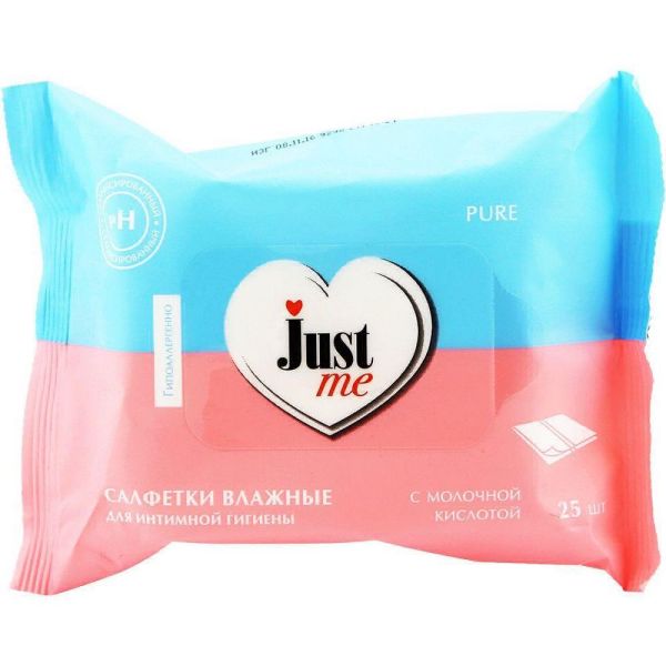 Джаст ми (just me) салфетки влажные для интимной гигиены с молочной кислотой №25