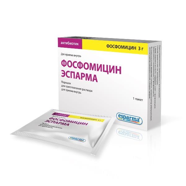 Фосфомицин эспарма пор. для приг. р-ра д/внутр. приема 3г пакет 8г №1