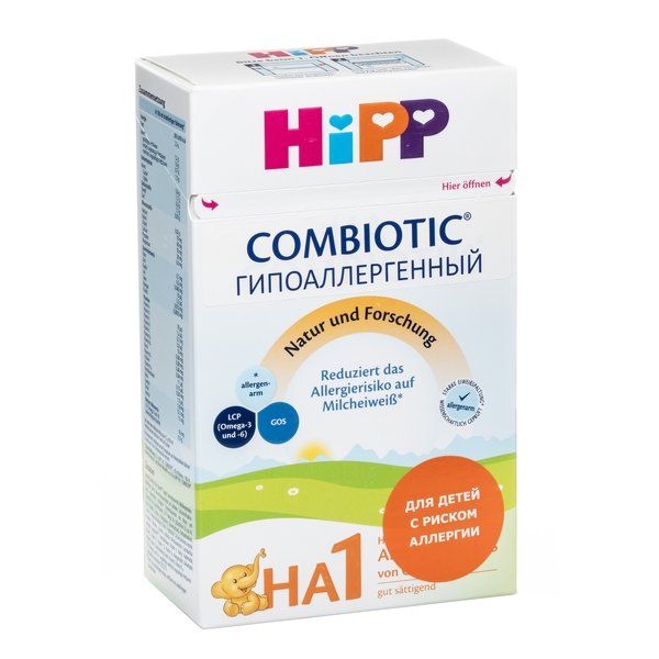 Гипоаллергенная смесь инстантная сухая на основе частично гидролизов. белков молочной сыворотки пак. HiPP/Хипп HA 1 Combiotic 500г