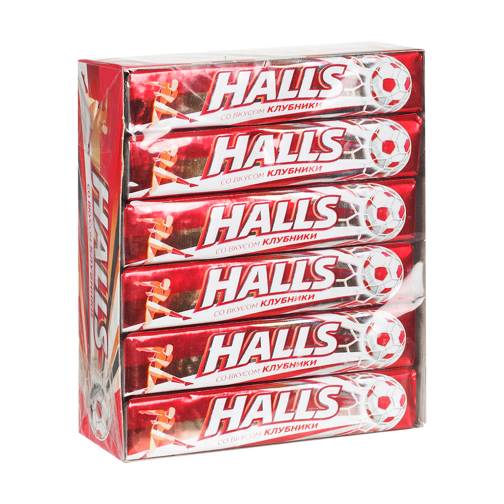 Карамель леденцовая halls со вкусом клубники (12 упаковок)