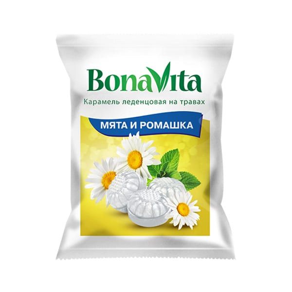Карамель леденцовая Мята и ромашка с витамином С Bona Vita 60г