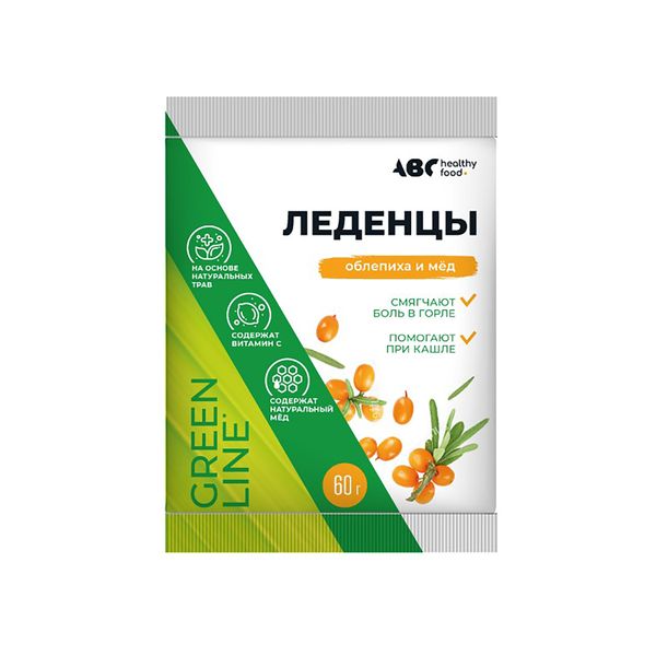Карамель леденцовая с витамином С вкус облепиха и мед ABC Healthy Food 60г