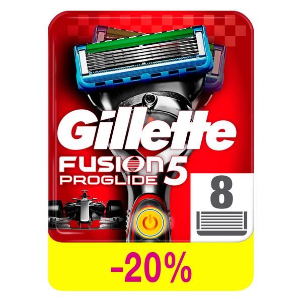 Кассеты Gillette (Жиллетт) сменные для безопасных бритв Fusion Proglide Power, 8 шт.