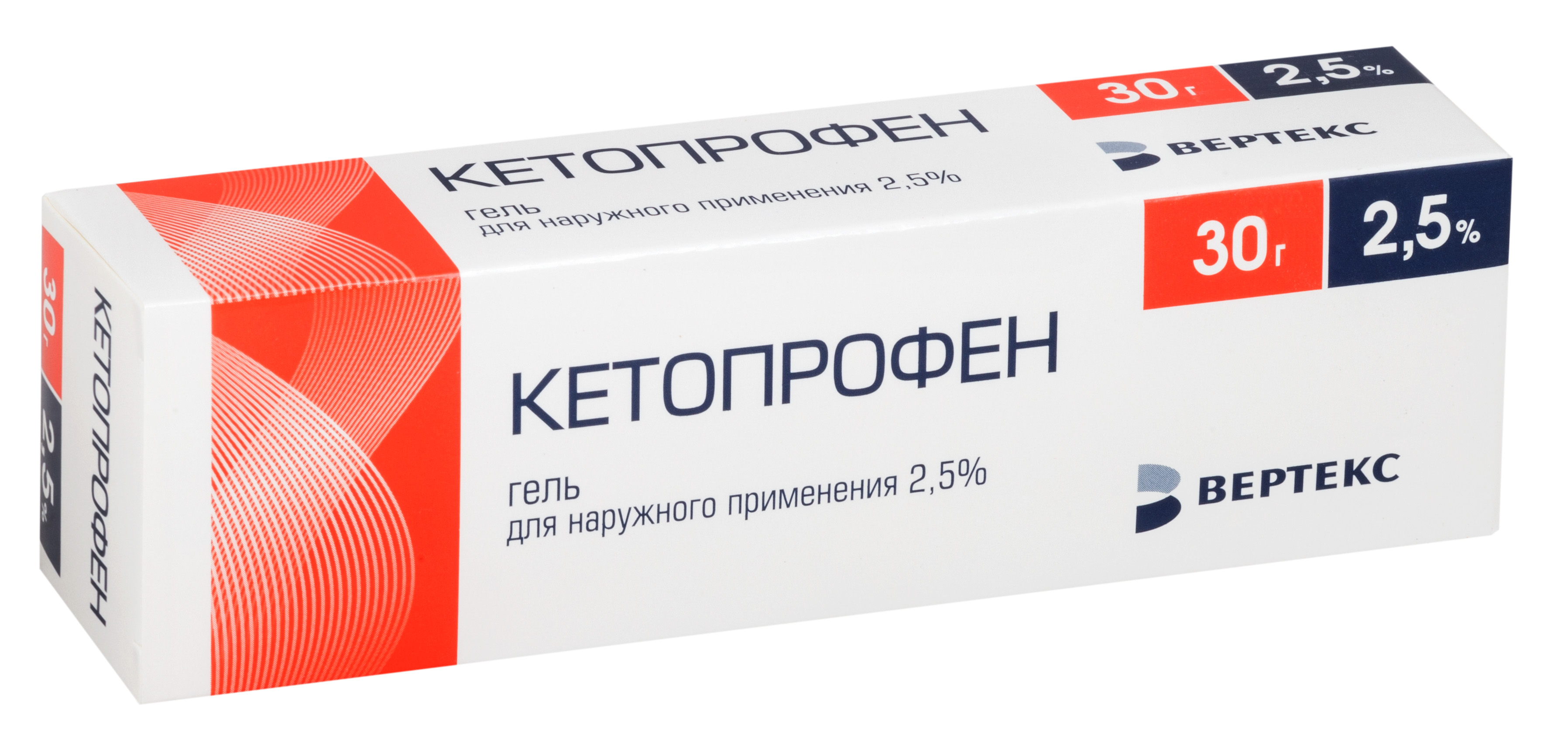 Кетопрофен гель д/нар. прим. 2,5% туба 30г Вертекс