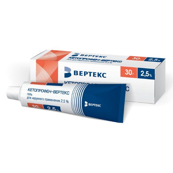 Кетопрофен-вертекс гель д/нар. прим. 2,5% туба 30г