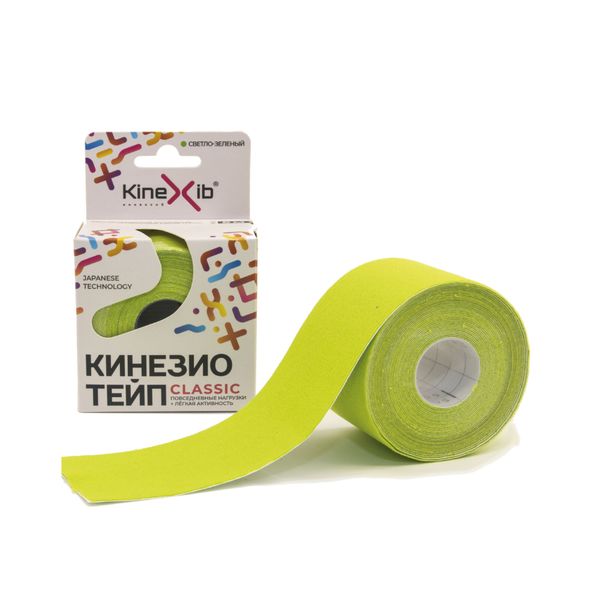 Кинексиб classic кинезио тейп бинт нестерильный адгезивный восстанавливающий цвет светло-зеленый 5м х 5см №1