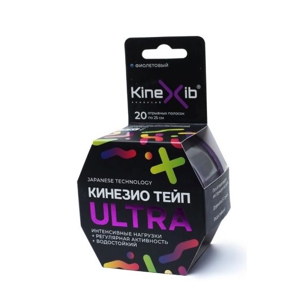 Кинексиб ultra кинезио тейп бинт нестерильный адгезивный восстанавливающий цвет фиолетовый 5м x 5см №1