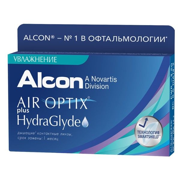 Контактные линзы air optix plus hydraglyde 3 шт 8,6, -0,75 alcon