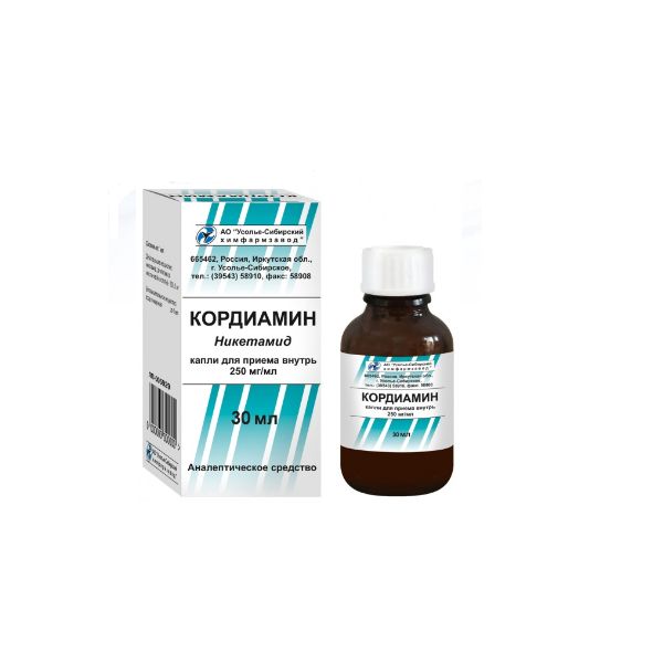 Кордиамин капли для приема внутрь 250 мг/мл флакон-капельница 30мл