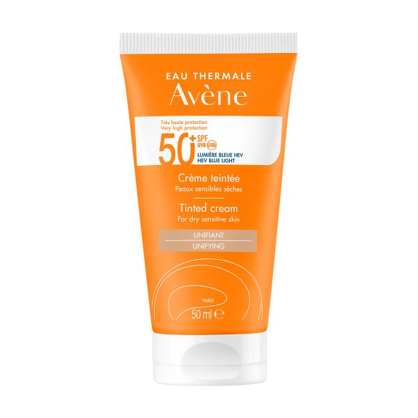 Крем солнцезащитный для сухой и чувствительной кожи лица и шеи тонирующий SPF50+ Avene/Авен туба 50мл