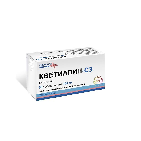 Кветиапин-сз таблетки п.п.о 100мг 60шт