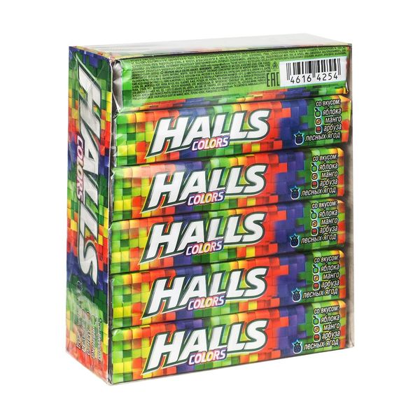 Леденцы halls colors ассорти (12 упаковок)
