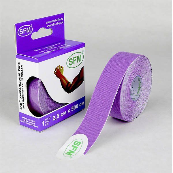 Лента кинезиологическая SFM-plaster на хлопковой основе в рулоне 2,5см х 500см цвет фиолетовый №1