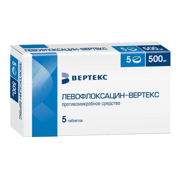 Левофлоксацин-вертекс таблетки п.п.о 500мг 5шт