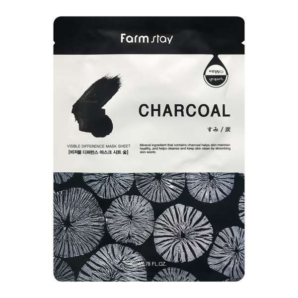 Маска для лица увлажняющая с древесным углем Visible difference charcoal FarmStay 23мл