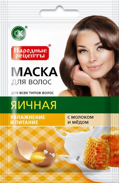 Маска для волос яичная с молоком и медом серии народные рецепты fito косметик 30 мл