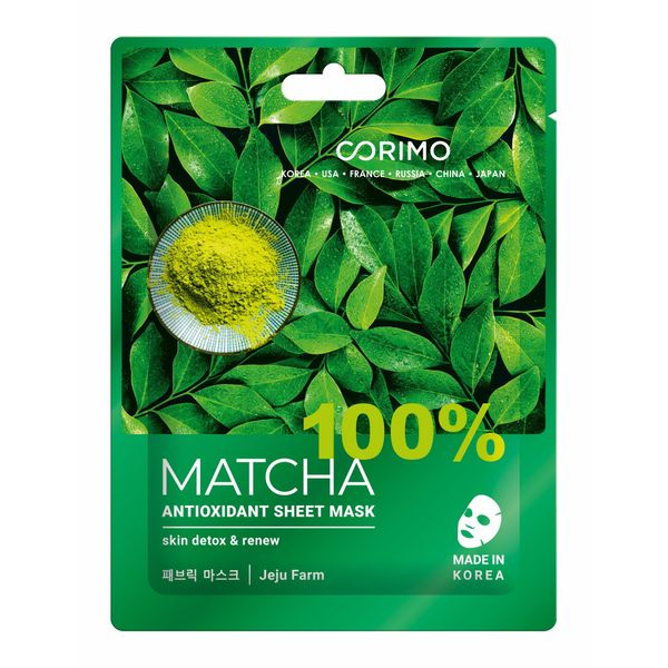 Маска тканевая для лица антиоксидант 100% Matcha Corimo/Коримо 22г