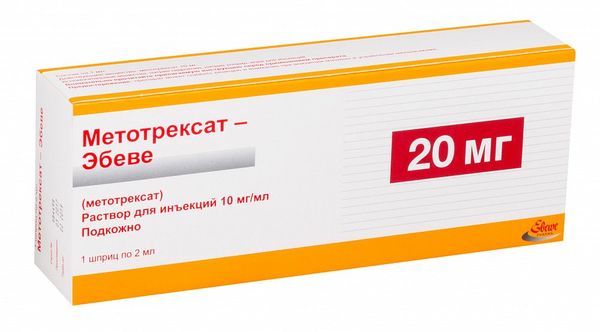 Метотрексат-эбеве р-р д/ин. 10 мг/мл шприц 2 мл №1+игла с авт. сист. защиты №1