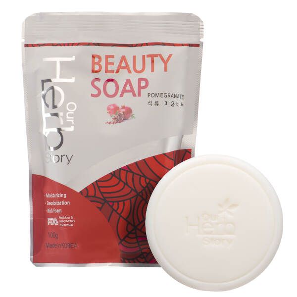 Мыло-пенка для умывания с гранатом beauty soap pomegranate our herb story Korea Hyundai Entec KR 100 г