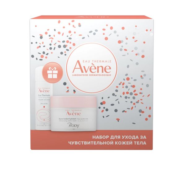 Набор для тела Body Avene/Авен: Бальзам для сухой чувствительной кожи с тающей текстурой банка 250мл+Вода термальная 50мл