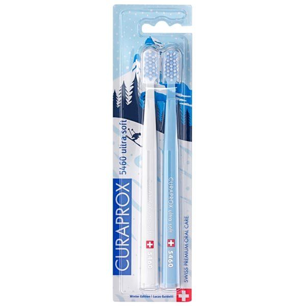 Набор щеток зубных для взрослых ультрамяг. белая/голубая Ultrasoft Duo Winter1 Curaprox/Курапрокс 2шт