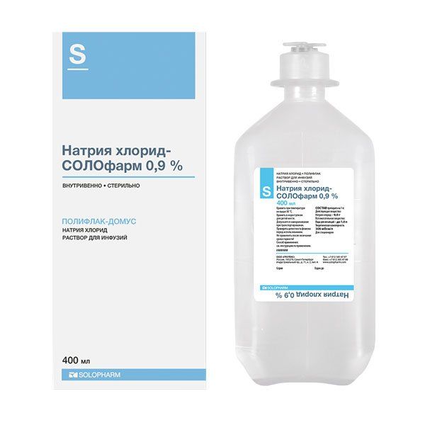 Натрия хлорид-солофарм раствор для инфузий 0,9% фл. 400мл