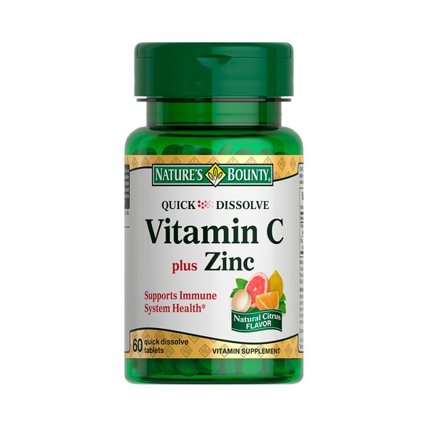 Нэйчес баунти витамин с плюс цинк таблетки быстрорастворимые 750 мг №60 (бад)