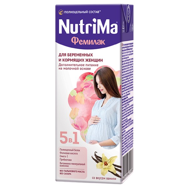 Нутриma фемилак продукт специализированный на молочной основе со вкусом ванили для питания беременных и кормящих женщин 200мл