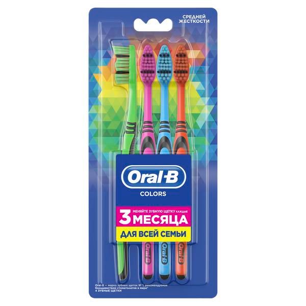 Oral-B (Орал-Би) Зубная щетка Colors средняя жесткость 4 шт.