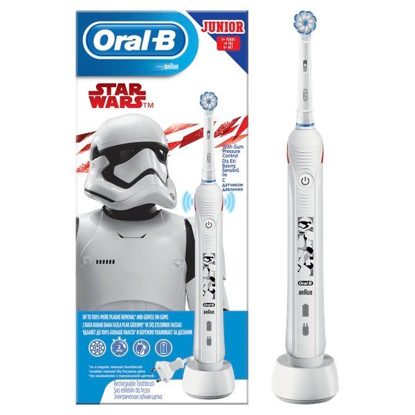 Oral-B (Орал-Би) Зубная щетка электрическая Junior StarWars "Звездные войны" для детей с 6 лет тип 3766 с зарядным устройством 3757