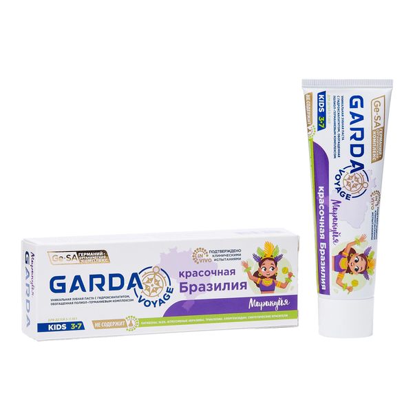 Паста зубная для детей красочная Бразилия маракуйя 3-7 лет Permanent Teeth Kids Garda/Гарда 40мл