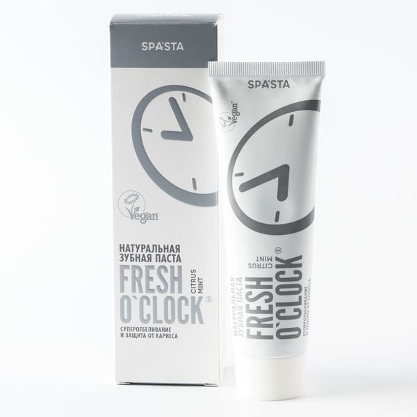 Паста зубная натуральная супер отбеливание и защита от кариеса Fresh O'clock Spa'Sta/Спа'Ста 90мл