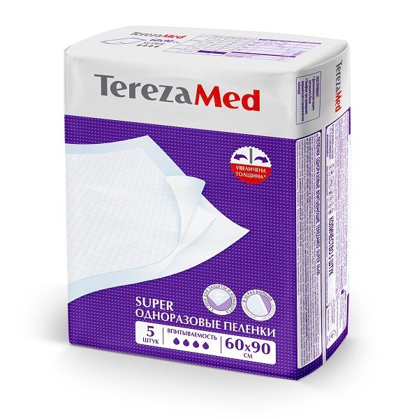 Пеленки одноразовые медицинские впитывающие Super TerezaMed 60x90 5шт