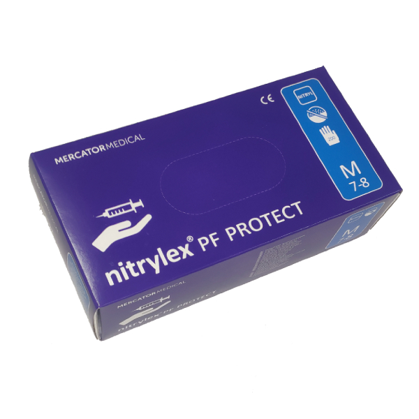 Перчатки диагностические mercator medical нитриловые неопудренные нестерильные nitrylex pf protect разм. m №200