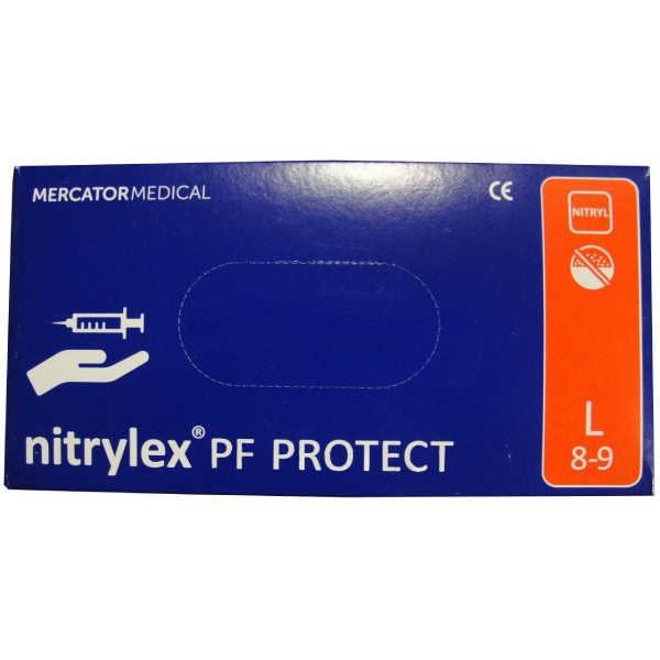 Перчатки диагностические нитриловые неопудренные nitrylex pf protect разм. l №100