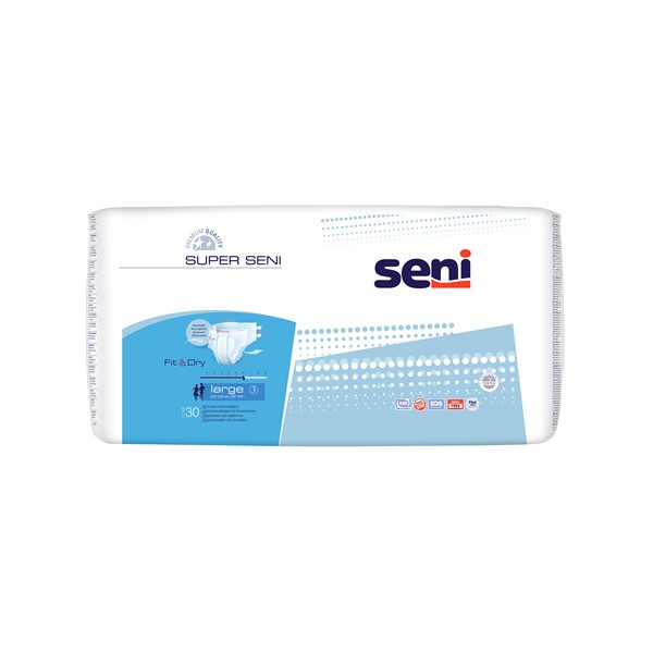 Подгузники для взрослых Seni для средней или тяжёлой степени недержания паропроницаемые Large 30 шт.