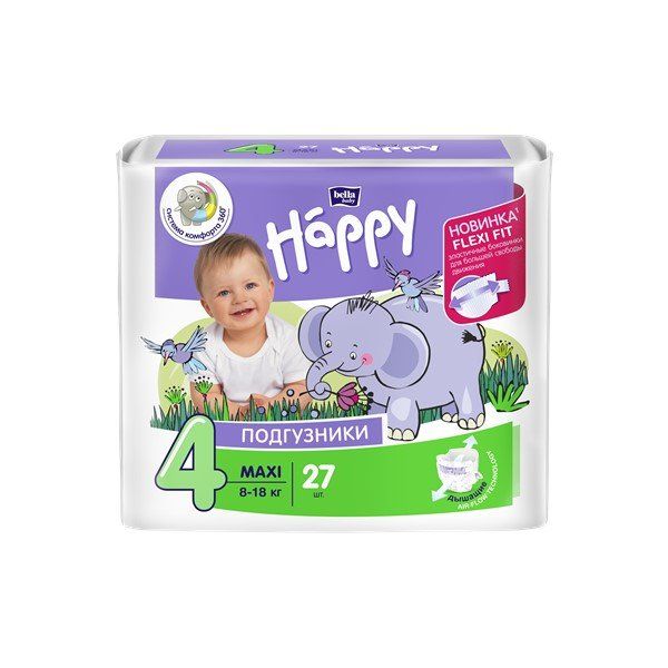Подгузники гигиенические для детей Maxi 8-18 кг Bella/Белла Baby Happy 27 шт