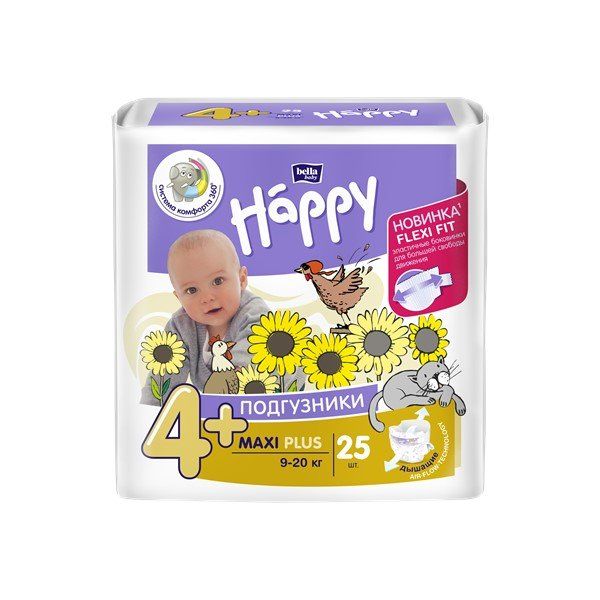 Подгузники гигиенические для детей Maxi Plus 9-20 кг Bella/Белла Baby Happy 25 шт