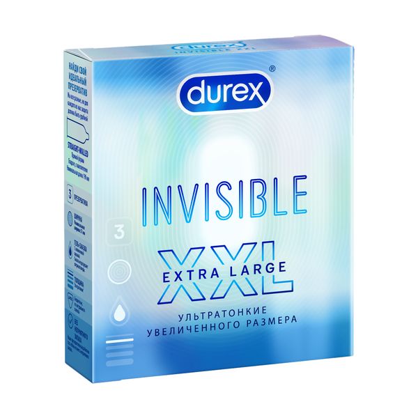 Презервативы из натурального латекса Durex/Дюрекс Invisible XXL 3шт