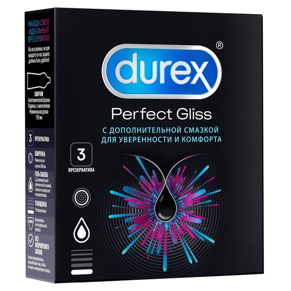 Презервативы из натурального латекса Perfect Gliss Durex/Дюрекс 3шт