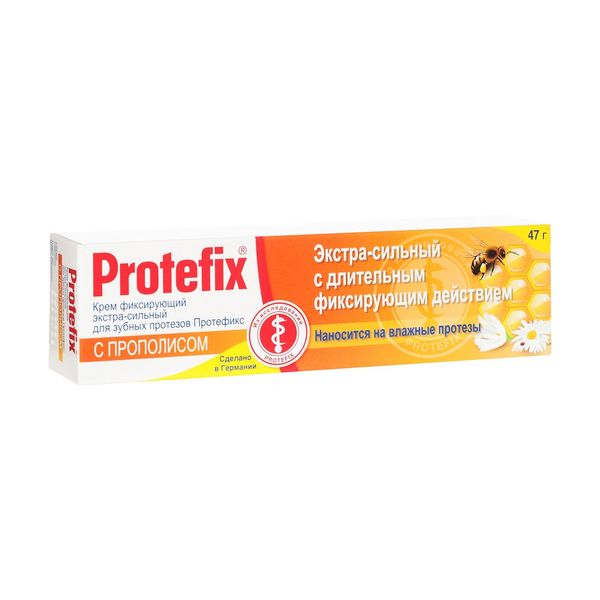 Протефикс крем фиксирующий экстра-сильный для зубных протезов с прополисом туба 40мл
